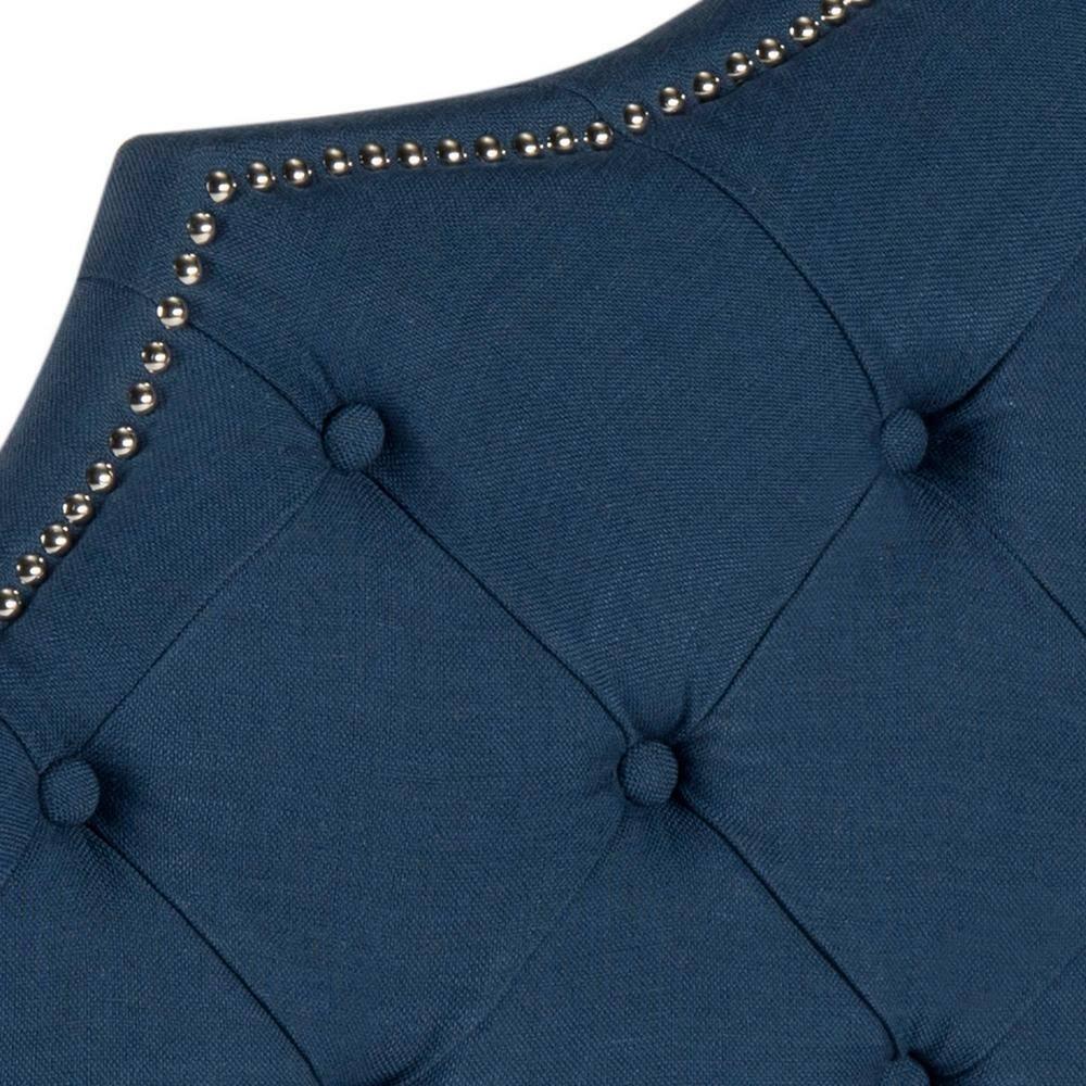 SAFAVIEH Arebelle Rustic Glam Tufted Headboard with Nail Heads, King, Steel Blue