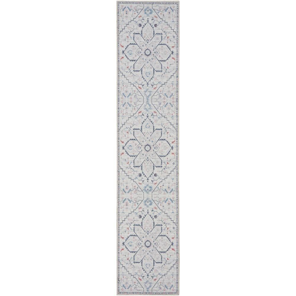 Bungalow Rose Oriental Machine Washable Area Rug in Gray