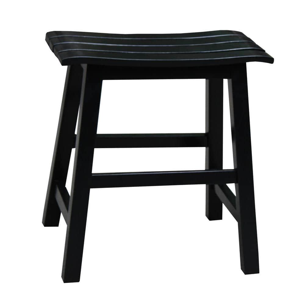 18" Slat Seat Counter Height Barstool Black - International Concepts: Rubberwood, Backless