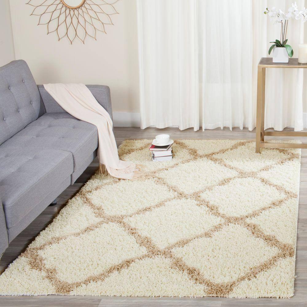 Dallas Shag SGD257 Power Loomed Indoor Area Rug - Ivory/Beige - 5'1"x7'6" - Safavieh.
