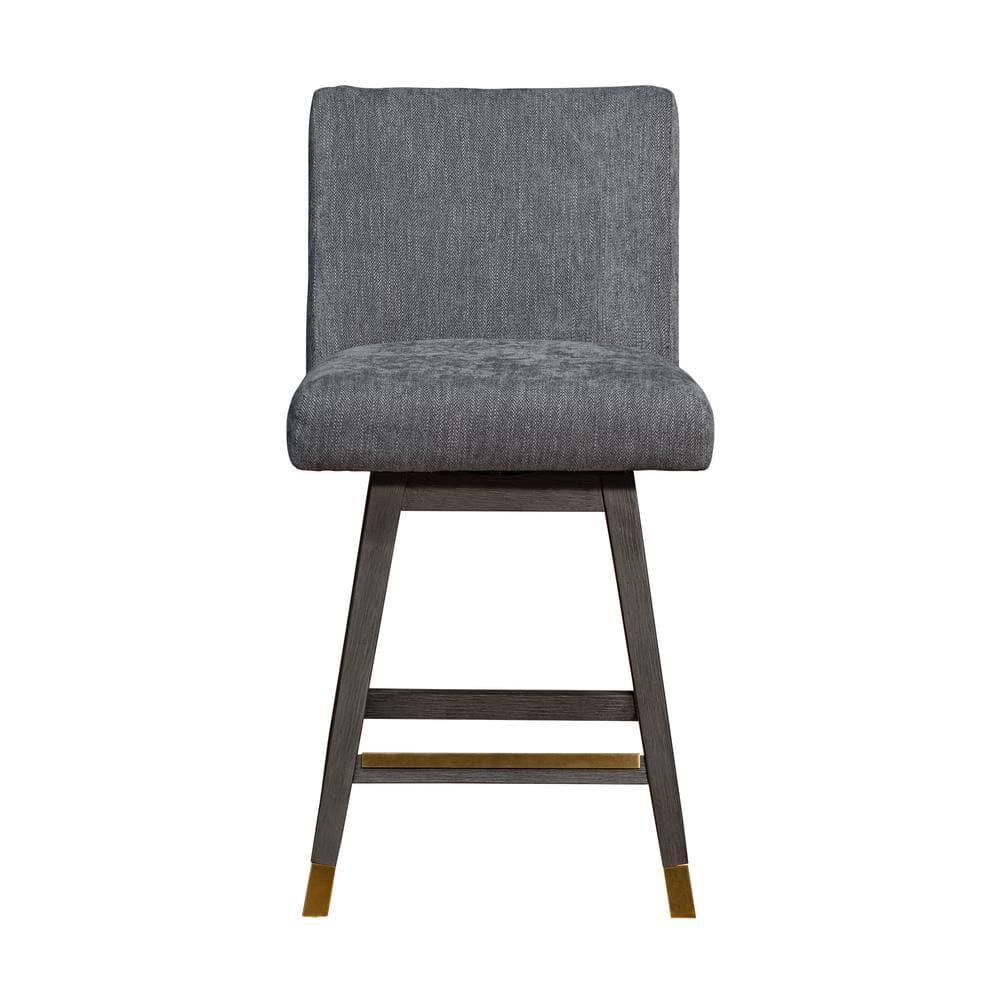 Armen Living Basila Wood Finish with Fabric Swivel Counter Height Barstool Gray Oak