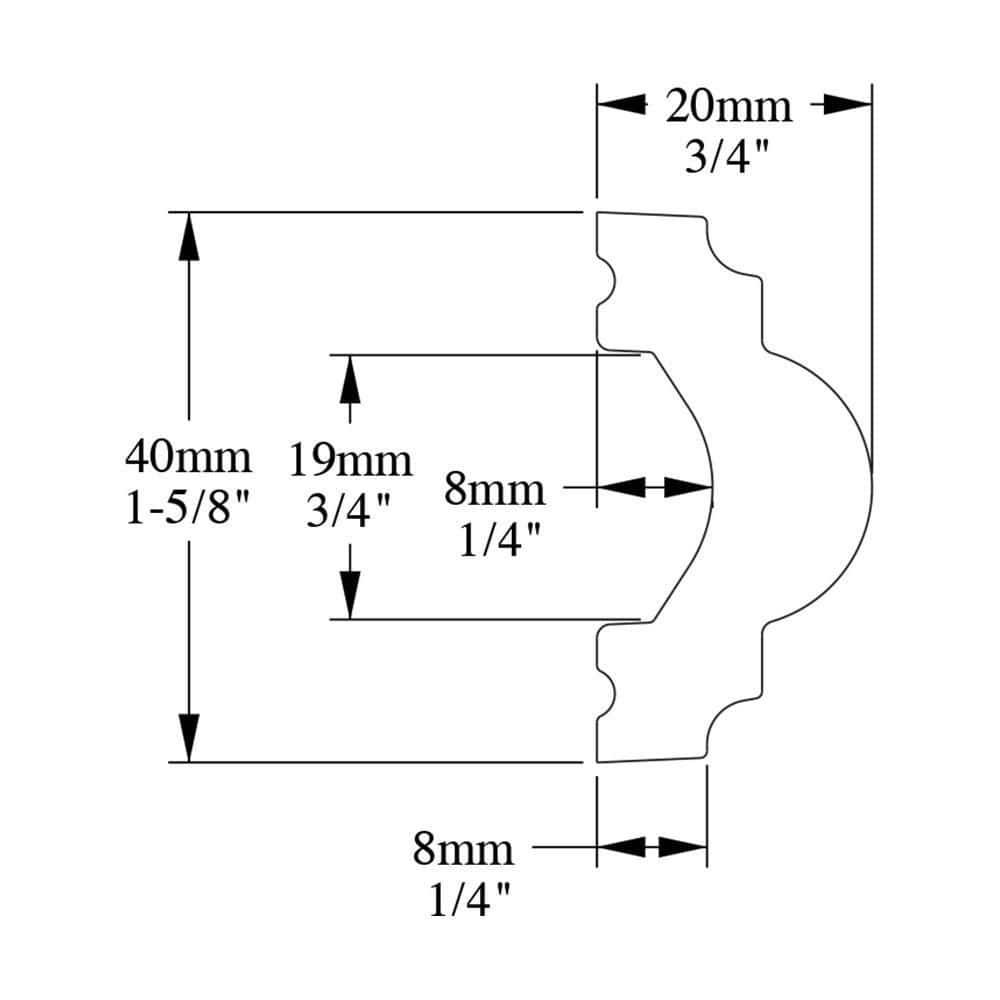 78.75'' H x 1.625'' W x 0.75'' D Plastic Chair Rail