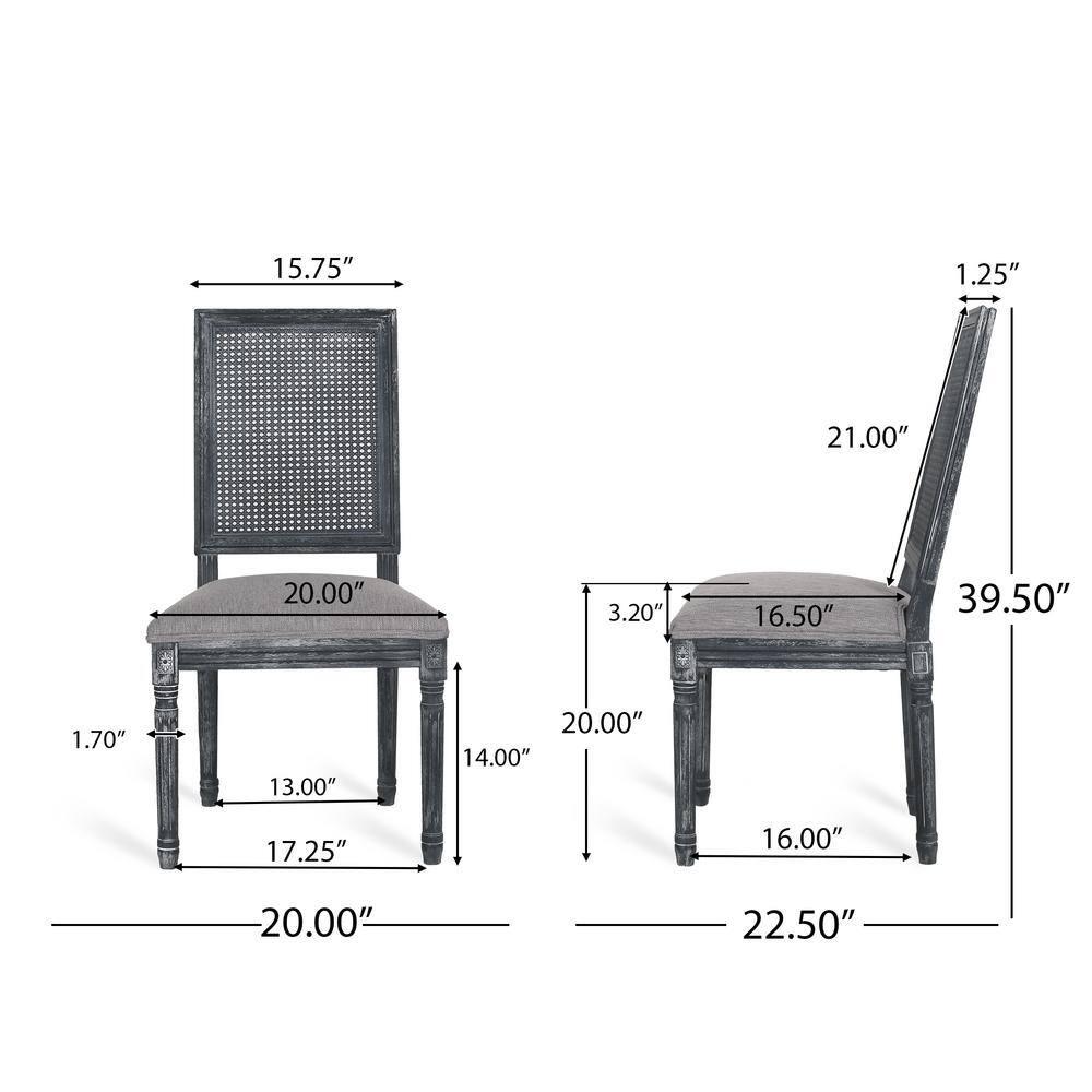 Noble House Beckstrom French Wood Upholstered Dining Chair, Set of 2, Gray