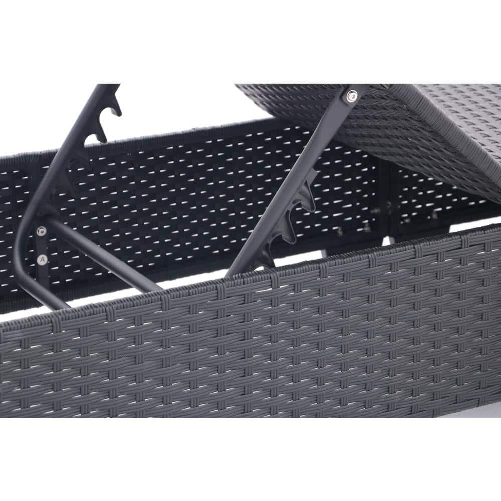 PAPROOS Outdoor Chaise Lounge Chair Set of 2, Rattan Patio Chaise Lounge Chair with Cushion and Arms, Modern 5-Positions Adjustable Outdoor Lounger Recliner for Poolside, Garden, Backyard, Red