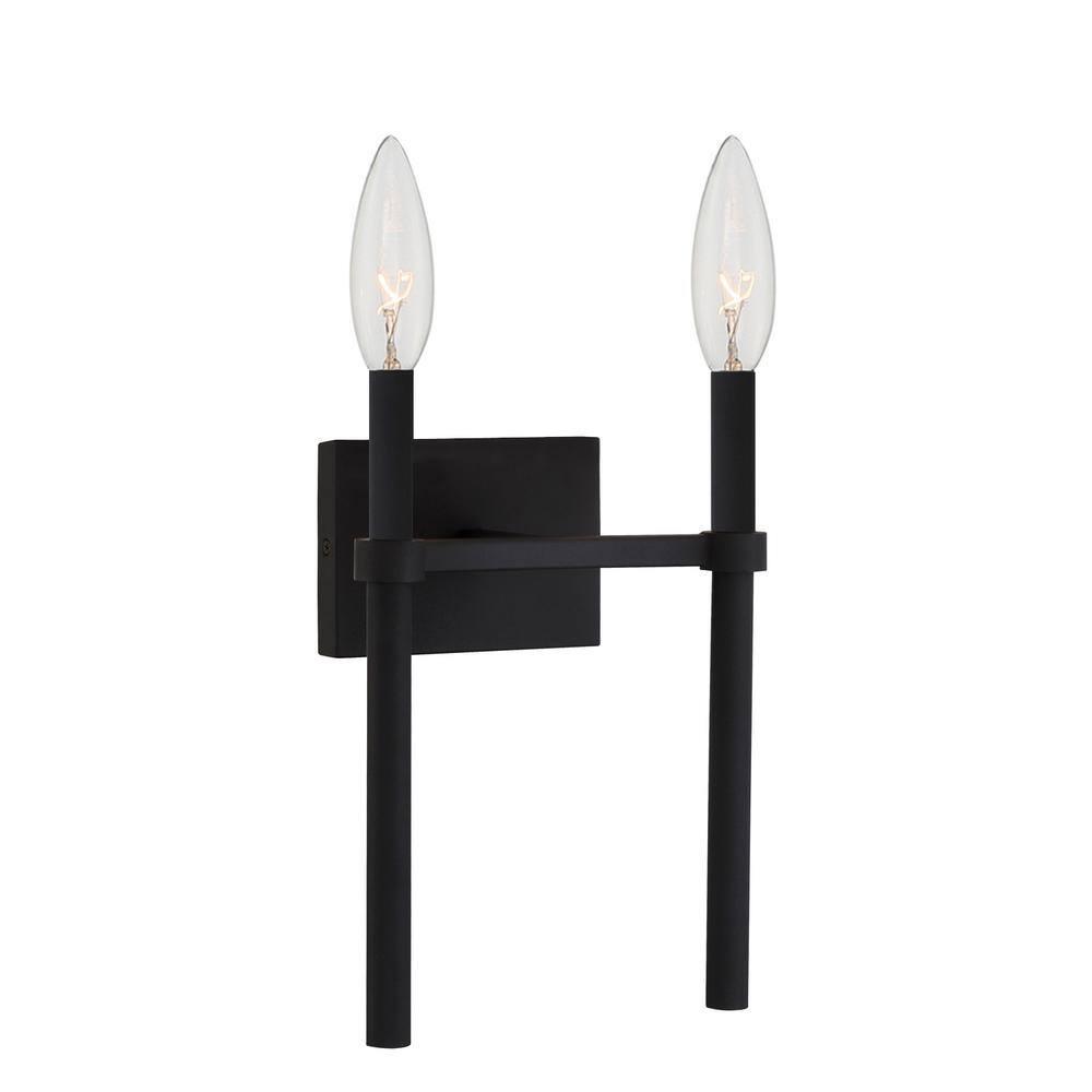 2 Light Black  Wall Mount - 13.75W x 18.37H x 7.125D