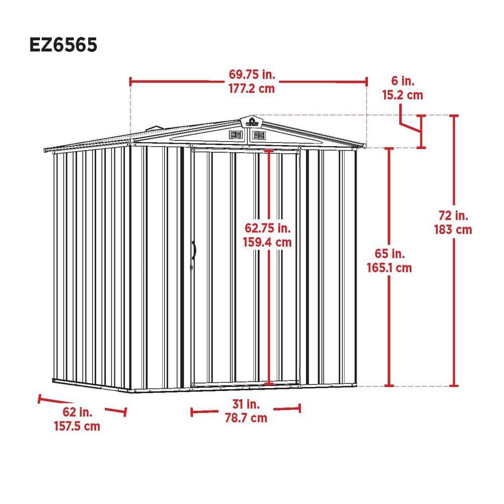 Arrow EZEE Shed 6 ft. W x 5 ft. D Metal Storage Shed