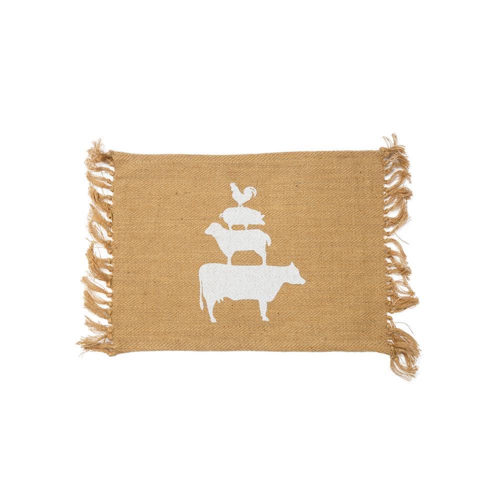 Lintex Linens Farm Animals 100% Jute Placemat 12"x18" (Set of 4) - 12'x18'