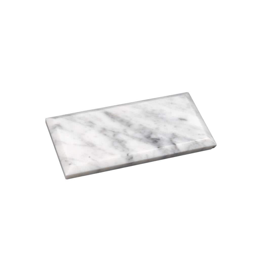 40 pack White 3 in. x 6 in. Beveled Polished Marble Subway Wall and Floor Tile (5 sq. ft./Case)