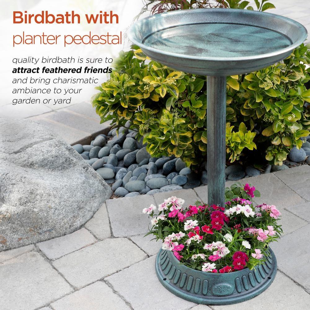 Alpine Corporation Plastic Bird Bath with Plant Adaptability, Green