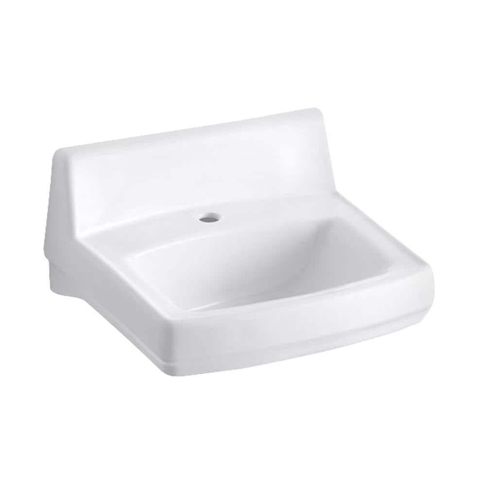 Greenwich Vitreous China Rectangular Wall Mount Bathroom Sink with Overflow