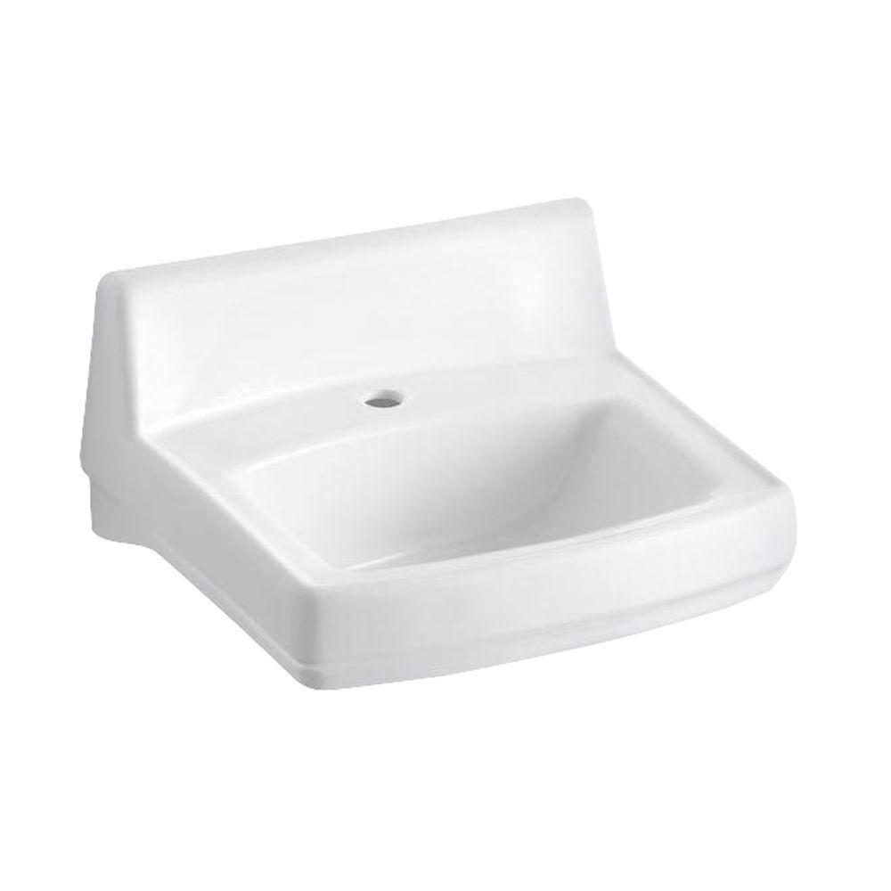Greenwich Vitreous China Rectangular Wall Mount Bathroom Sink with Overflow