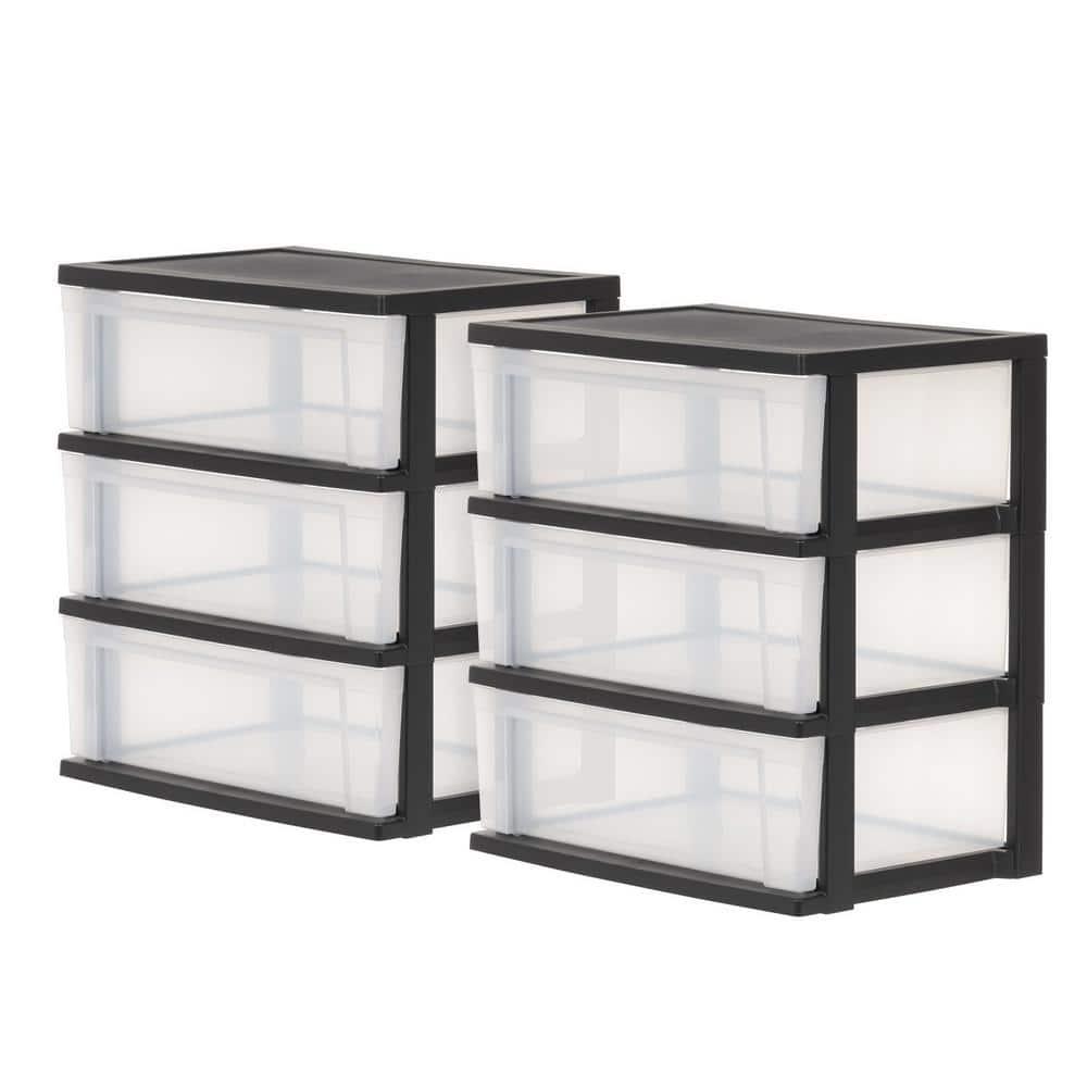 IRIS USA, Inc. 3 Drawer Wide Plasitc Chest (Set of 2)