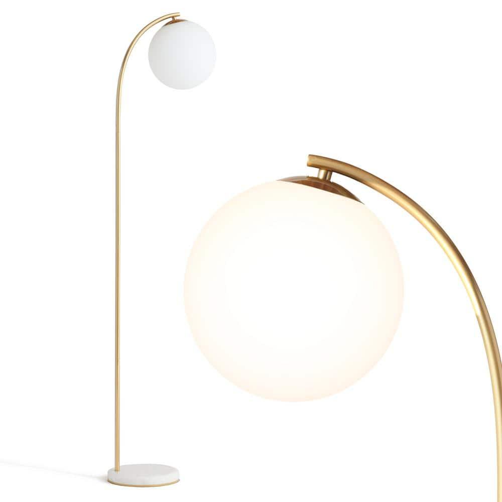 Brightech Luna Drop 75 in. Modern LED Arched Standing Floor Lamp with Frosted Glass Globe Shade