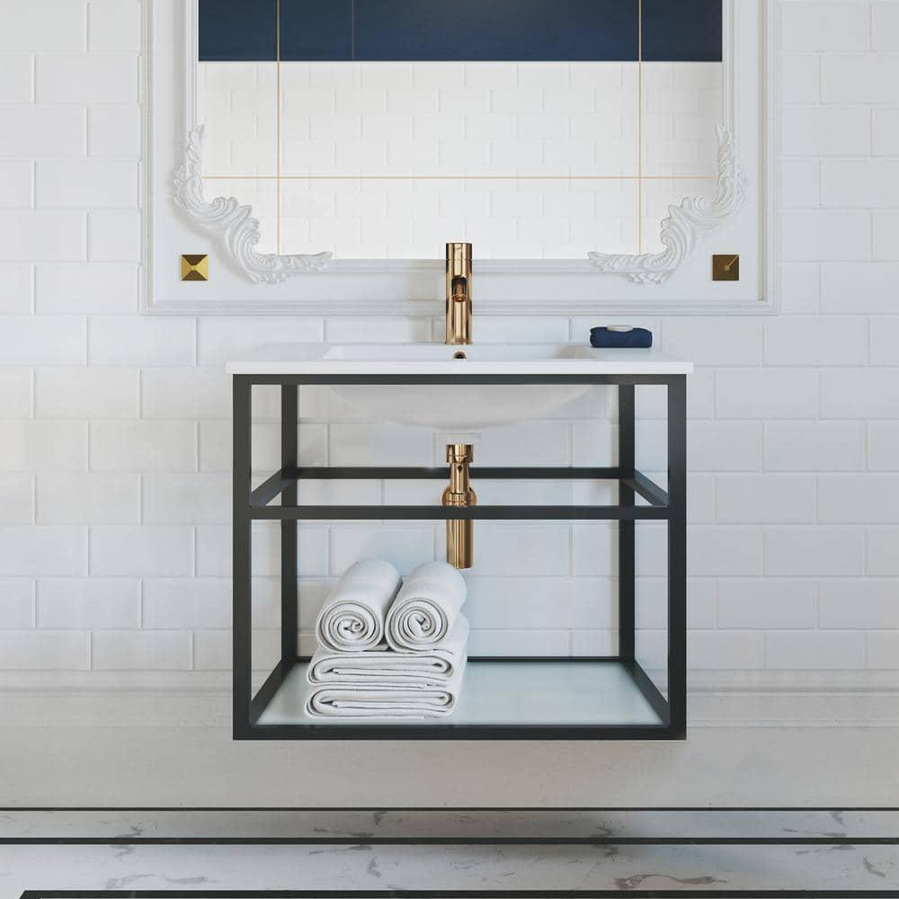 Pierre 30 Single, Open Shelf, Metal Frame Bathroom Vanity