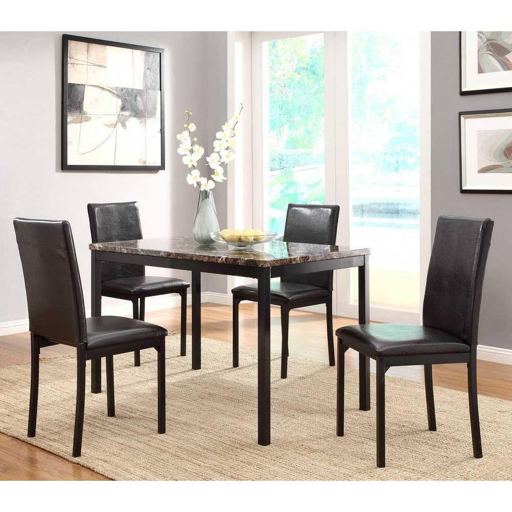 Set of 4 Arjen Dining Chairs Black - Boraam: Faux Leather, Metal Frame, Contemporary Style
