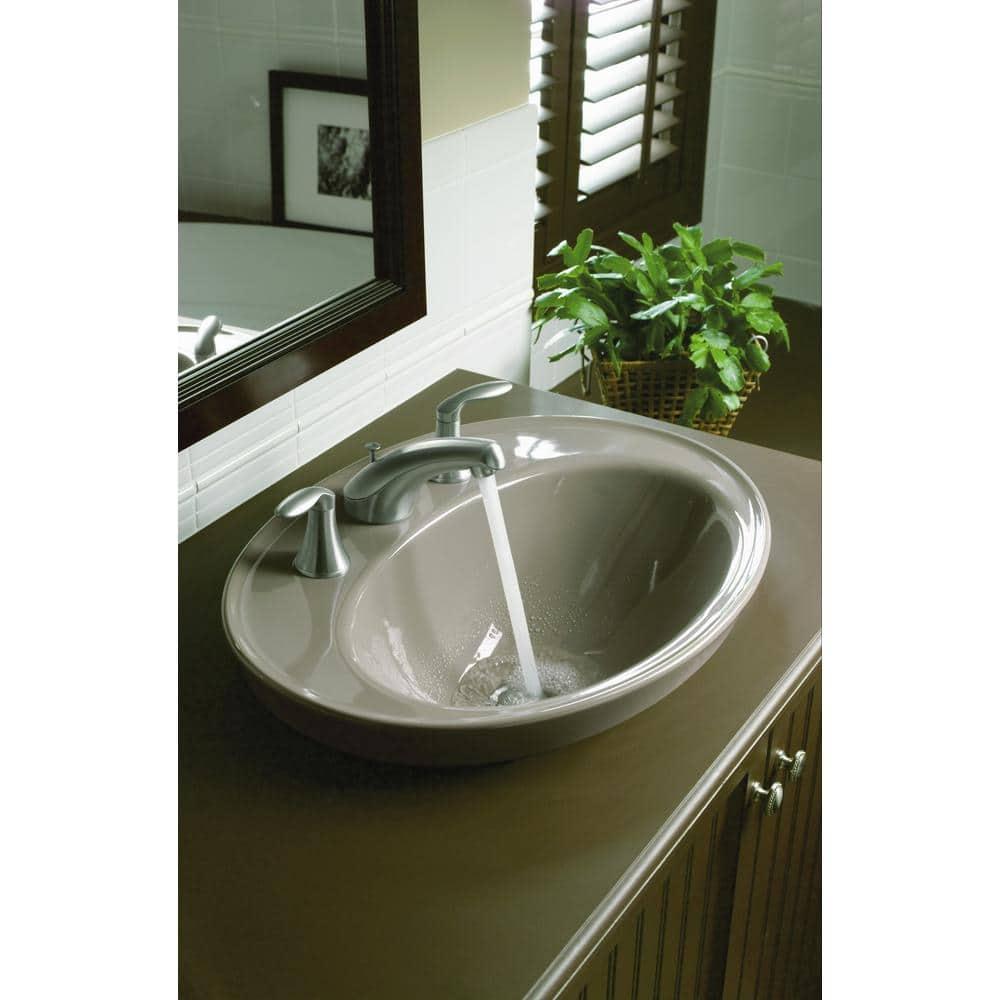 Serif® Ceramic Oval Drop-In Bathroom Sink with Overflow