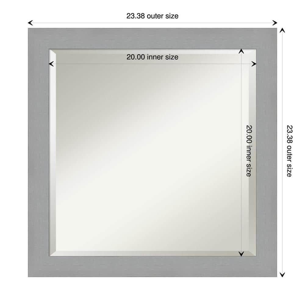 24" x 24" Brushed Nickel Framed Wall Mirror Silver - Amanti Art: Modern Square Beveled, No Assembly Required