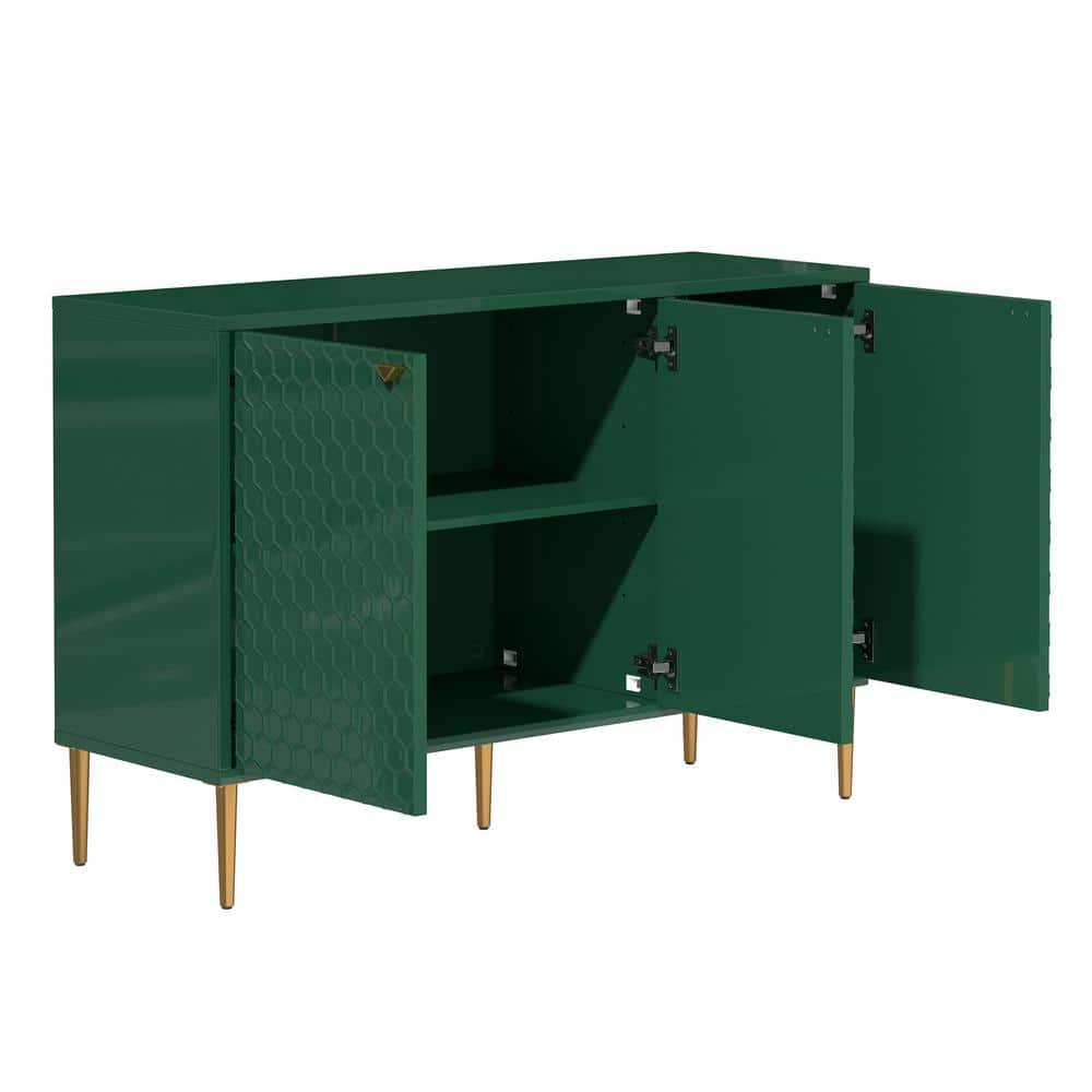 Boyel Living Sideboard Buffet Cabinet with 3 Doors, Modern Accent Storage Cabinet with Adjustable Shelves, Green Credenza Entryway Cabinet for Living Room