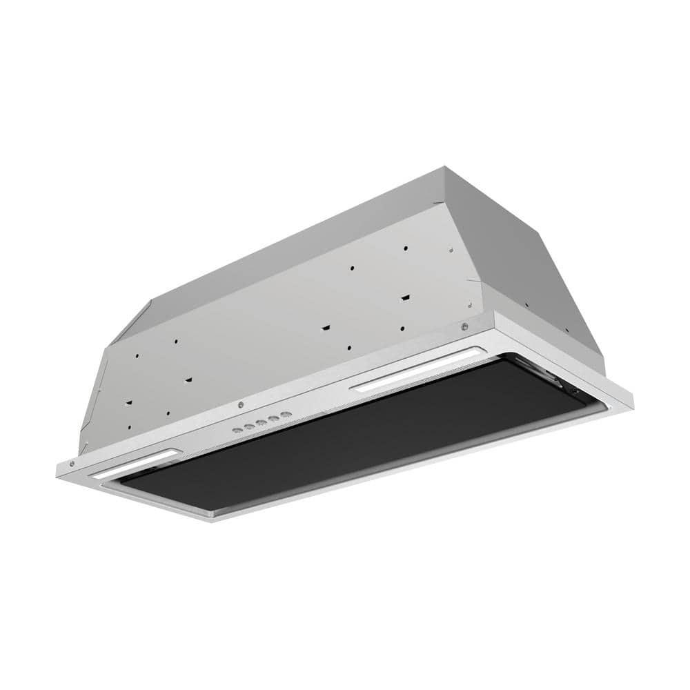 Streamline 28 in. Curino Ductless Insert 350 CFM Range Hood in Glossy Black with Mesh Filters, Electronic Button Control, LED Lights