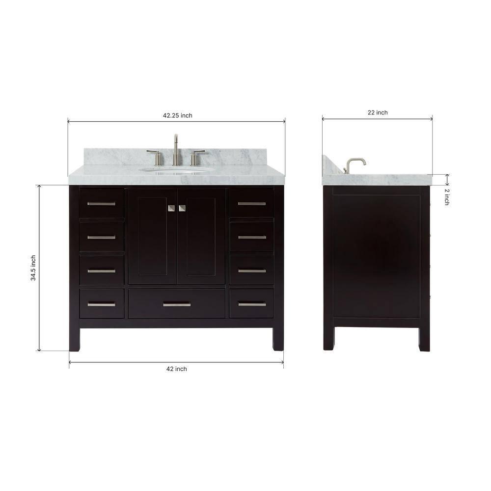 Cambridge 42'' Single Bathroom Vanity with Carrara Marble Top