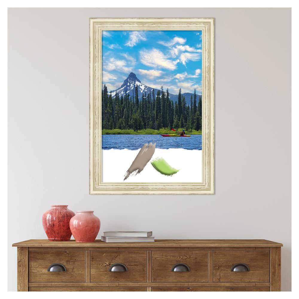 Amanti Art Country White Wash Wood Picture Frame Opening Size 20x30 in.
