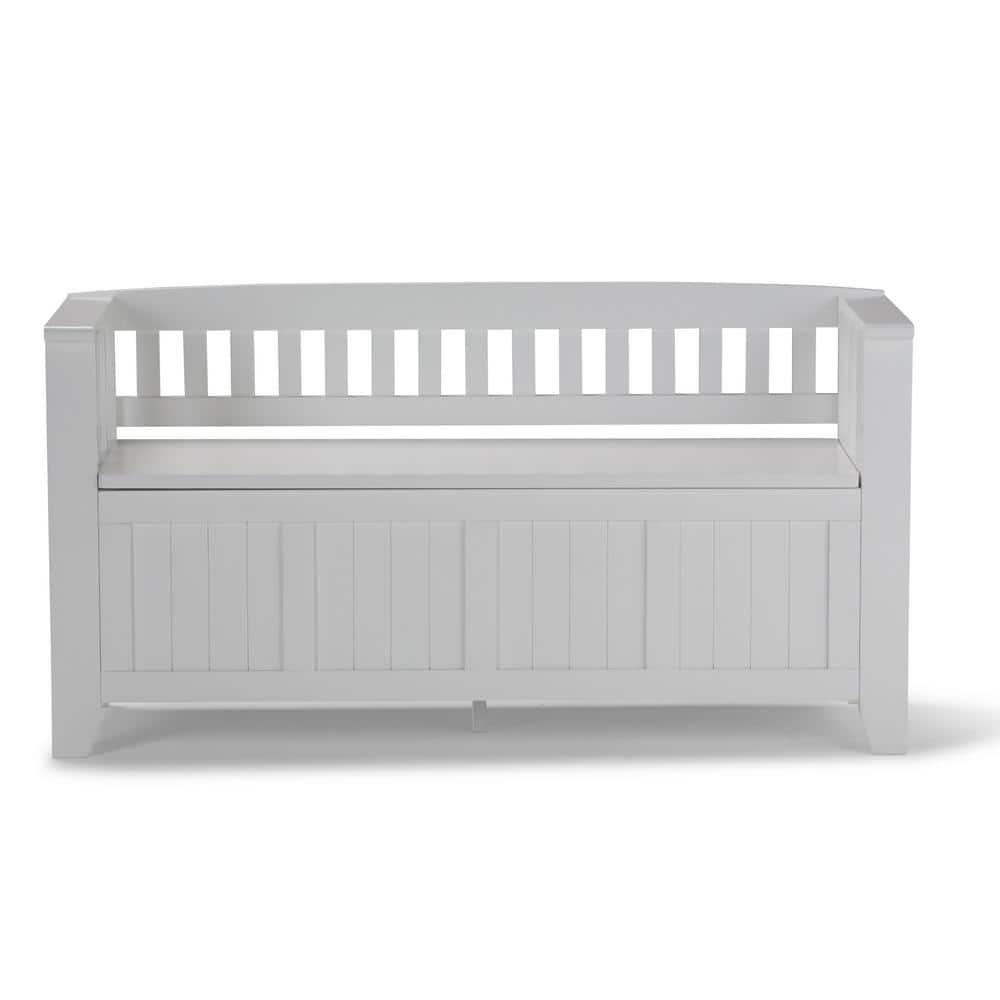 Simpli Home Acadian 48"W Solid Wood Entryway Storage Bench with Lift-Top Lid and Dual Compartments