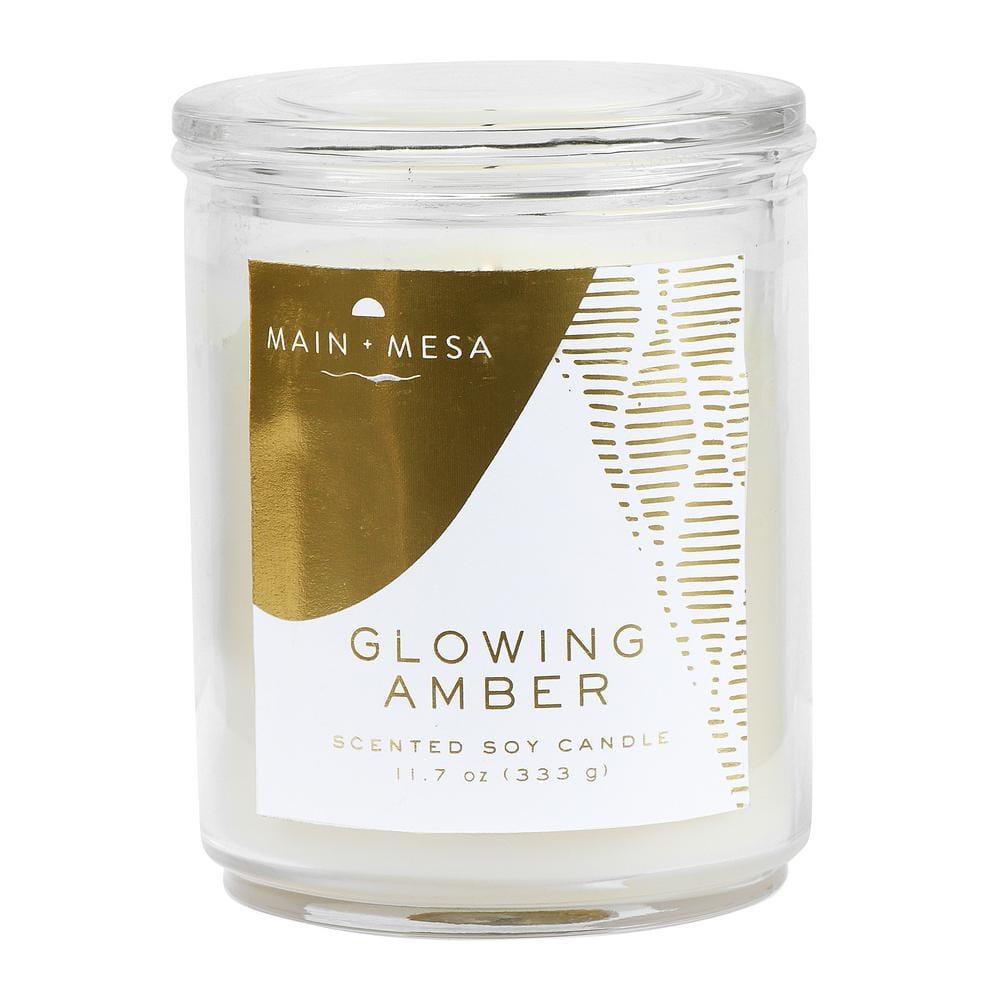 Main + Mesa Lidded Glass Candle, Glowing Amber