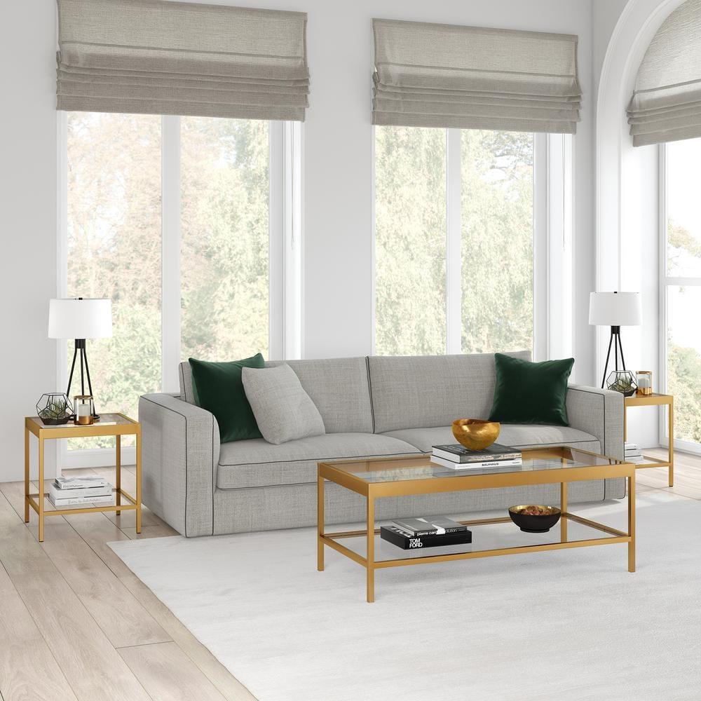 Evelyn&Zoe Alexis 20" Wide Square Side Table, Brass