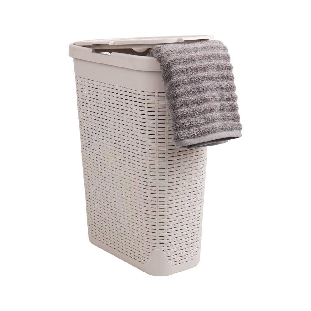 Mind Reader Mind Reader 40L Slim Laundry Hamper, Clothes Basket, Lid, Wicker Design, Plastic
