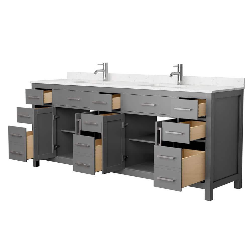 Wyndham Collection Beckett 84" Freestanding Double Bathroom Vanity with Cultured Marble Top