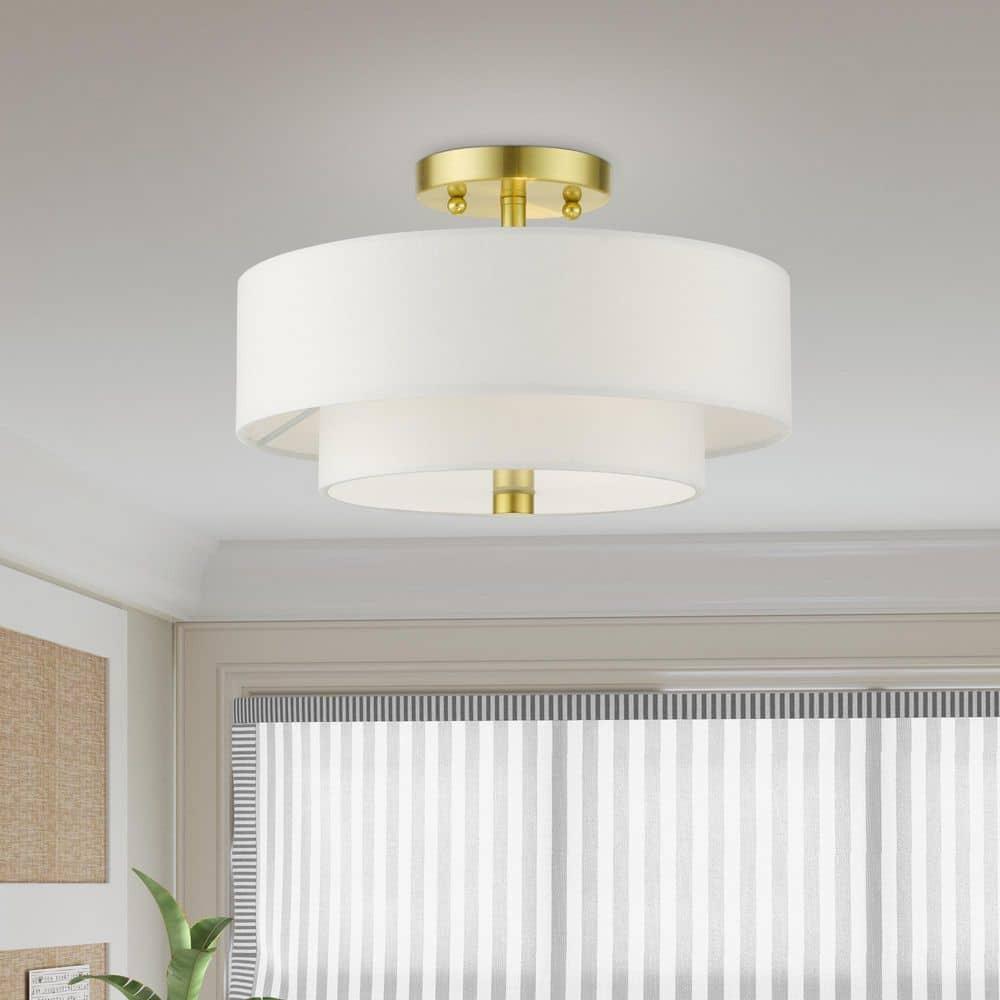 Livex Lighting Meridian 2 - Light Semi-Flush Mount in  Satin Brass