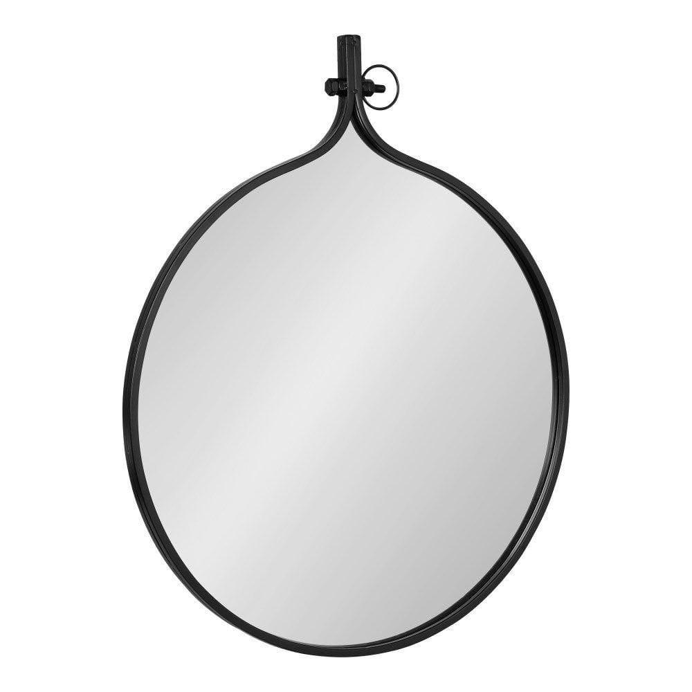 Kate & Laurel All Things Decor 30" x 37" Yitro Metal Framed Wall Mirror Black: Modern Round Vanity, No Assembly Required