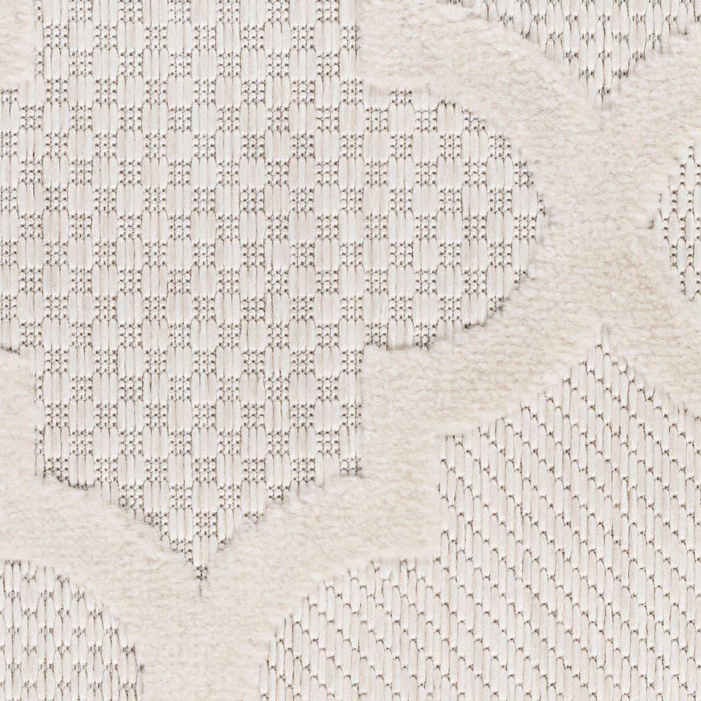 Nourison Trellis Outdoor Runner Rug Ivory White 2' x 6'