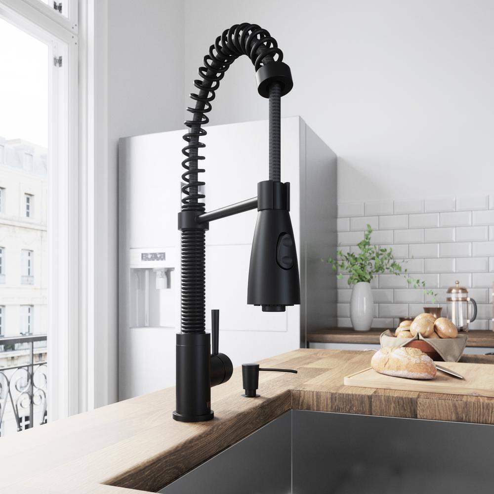 Brant 19" H 1-handle Pull-Down 2-Function Sprayer Kitchen Faucet and Soap Dispenser