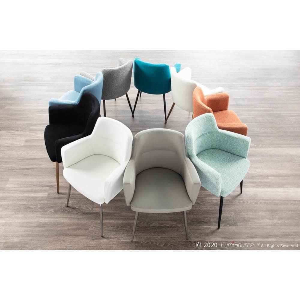 Set of 2 Andrew Contemporary Dining Accent Chairs Gray - LumiSource: Upholstered, Metal Legs, Padded Armrests