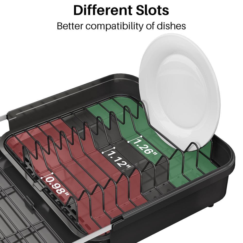 Fabhob Expandable Dish Rack for Kitchen Counter, Stainless Steel Dish Drainer with Drainboard Set and Utensil Holder