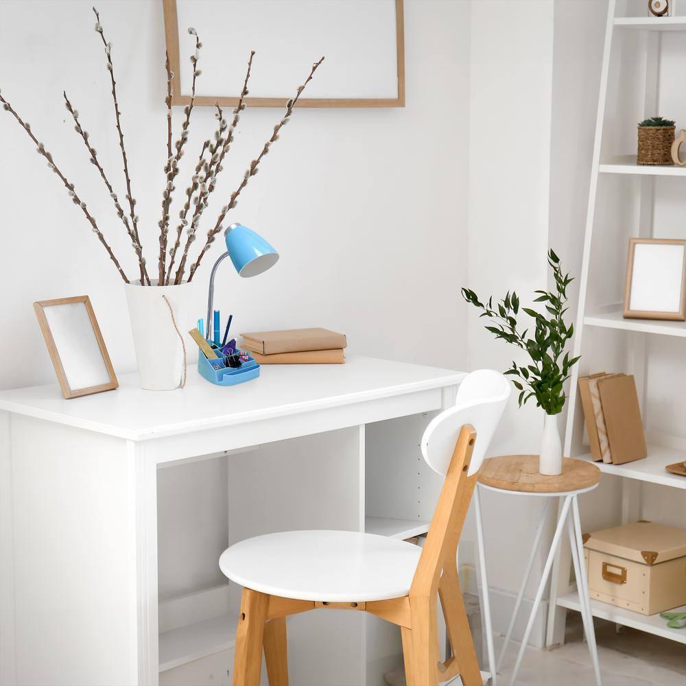 Creekwood Home 18.5" Flexible Gooseneck Organizer Desk Lamp with Phone/iPad/Tablet Stand Blue