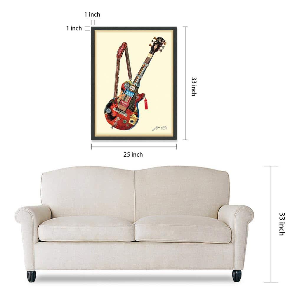 Empire Art Direct Electric Guitar Dimensional Collage Framed Graphic Art Under Glass Wall Art, 25" x 33" x 1.4", Ready to Hang