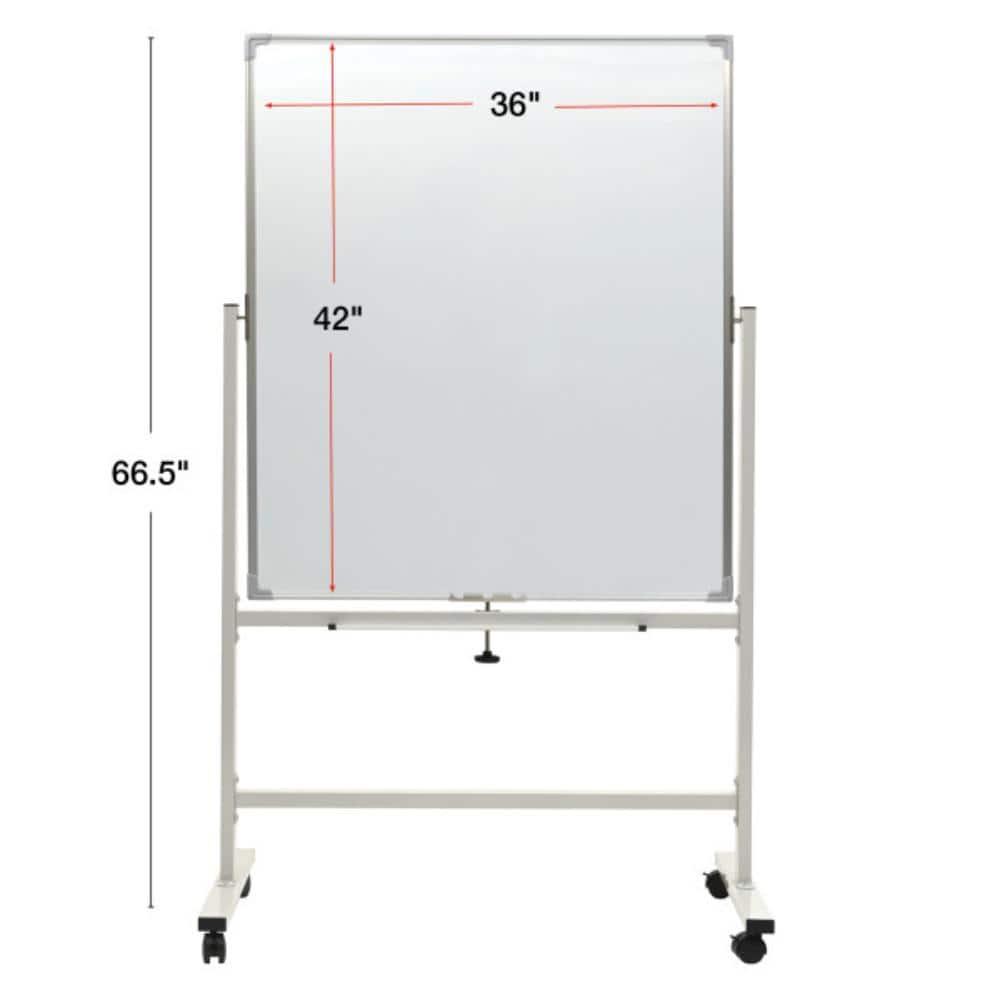 Reversable Whiteboard on Wheels - 36"x 42" (White Frame)