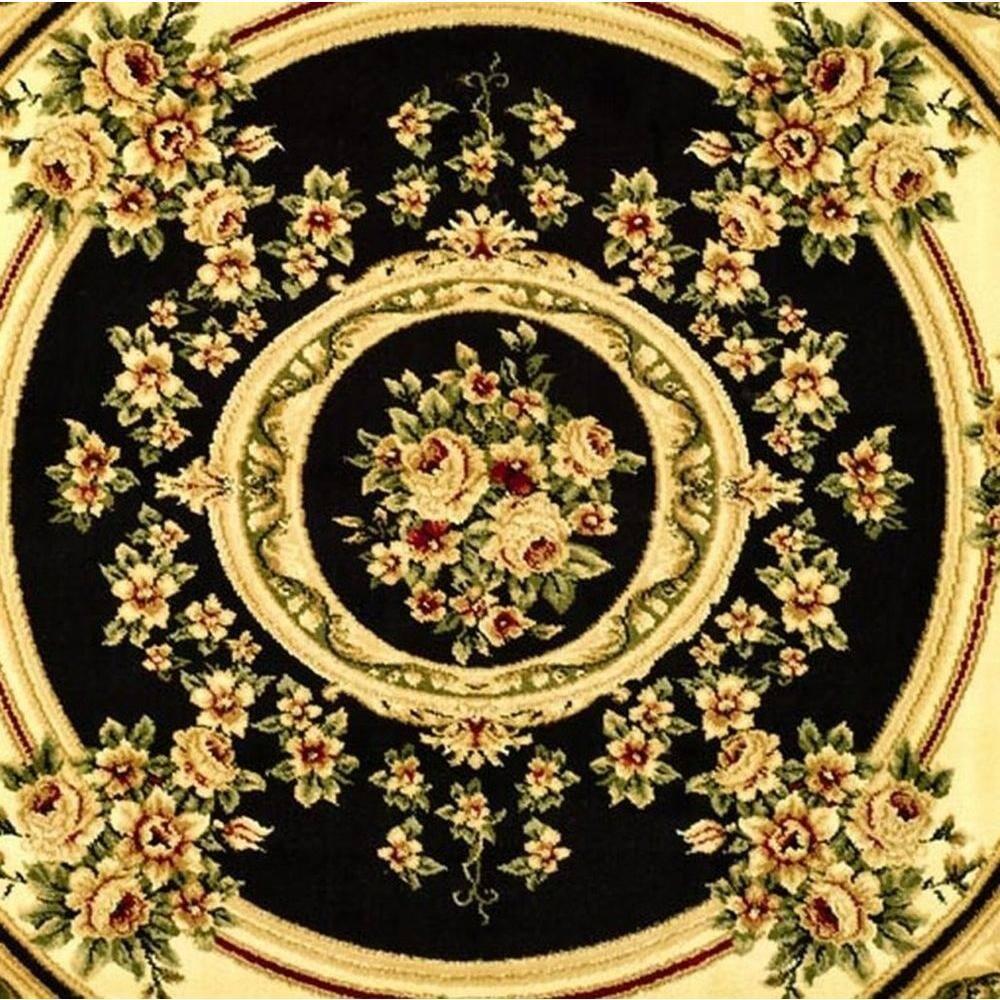 Lyndhurst LNH218 Power Loomed Area Rug - Black/Ivory - 8' Round - Safavieh