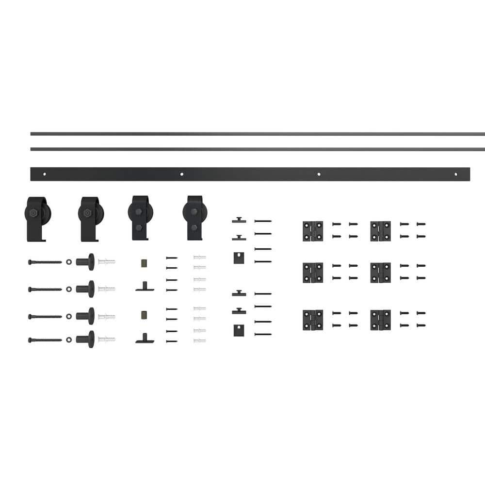 Calhome Paneled MDF Composite Double Bifold Barn Doors with Installation Hardware Kit