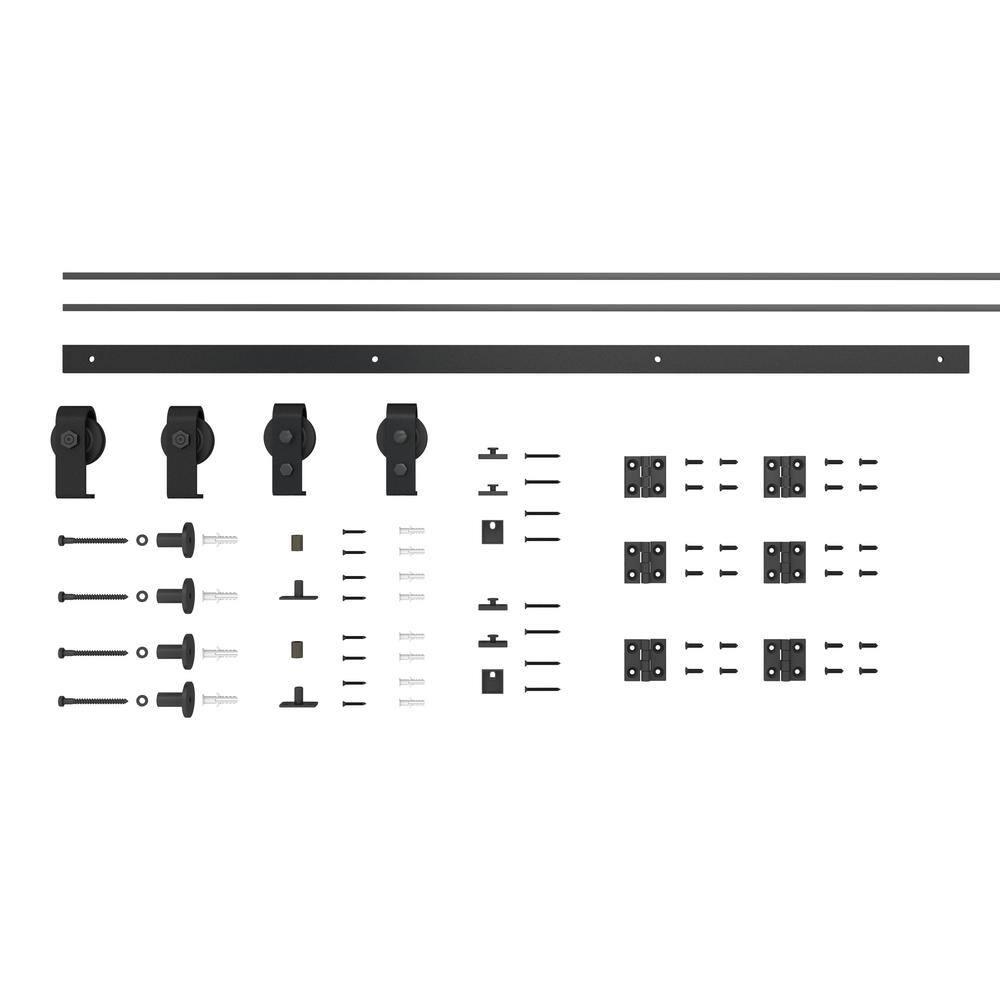 White MDF Double Bi-Fold Barn Door with Black Hardware