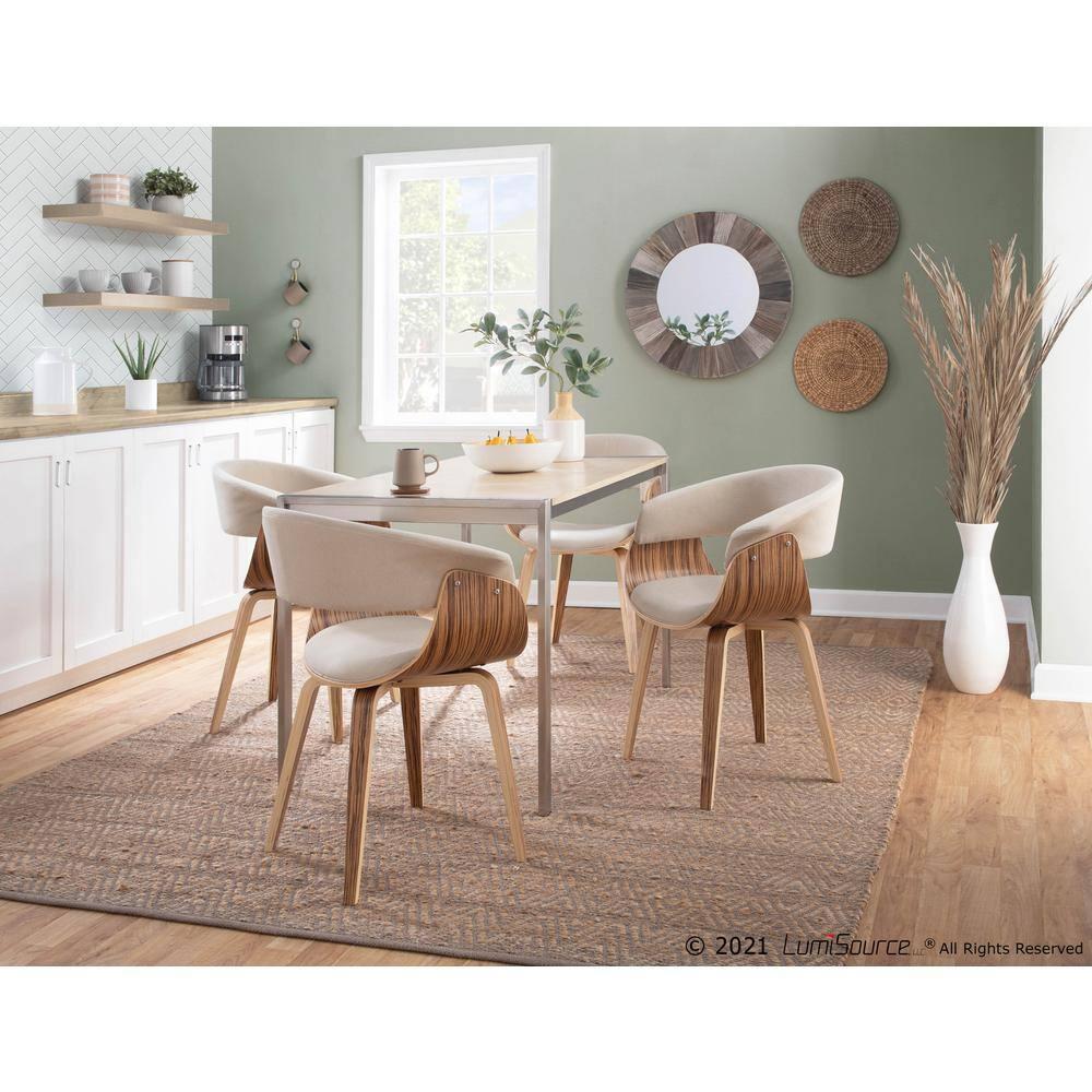 LumiSource Zebra Wood, Cream Fabric Vintage Mod Chair