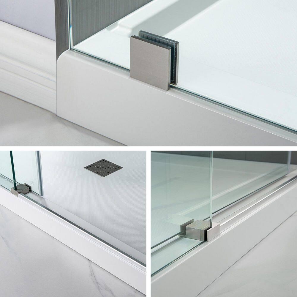 WoodBridge 44-48" W x 80" H Double Sliding Semi- Frameless Shower Door with 5/16"(8mm) Clear Tempered Glass SURFK-4880--CH