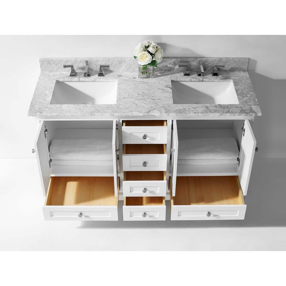 Ancerre Designs Audrey 60" Wood Bathroom Vanity Set in White