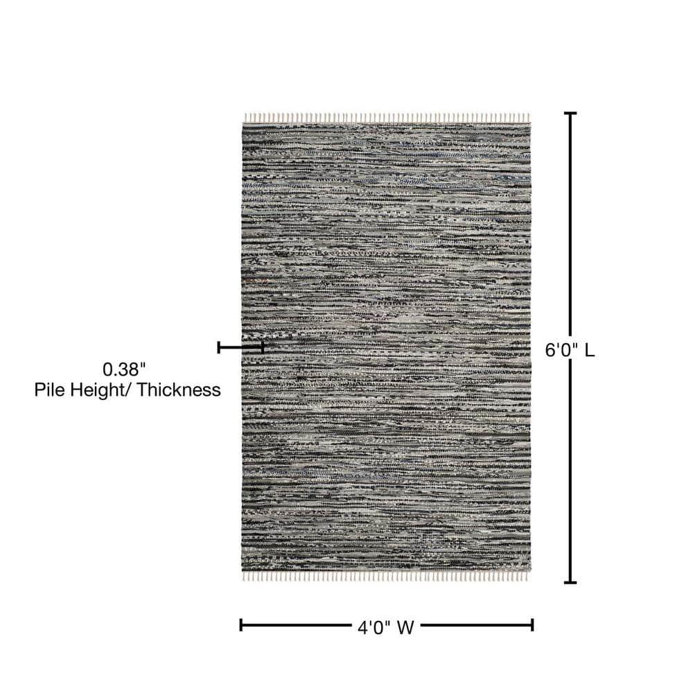 Rag Area Rug RAR128 Hand Woven Area Rug - Grey - 4'x6' - Safavieh.