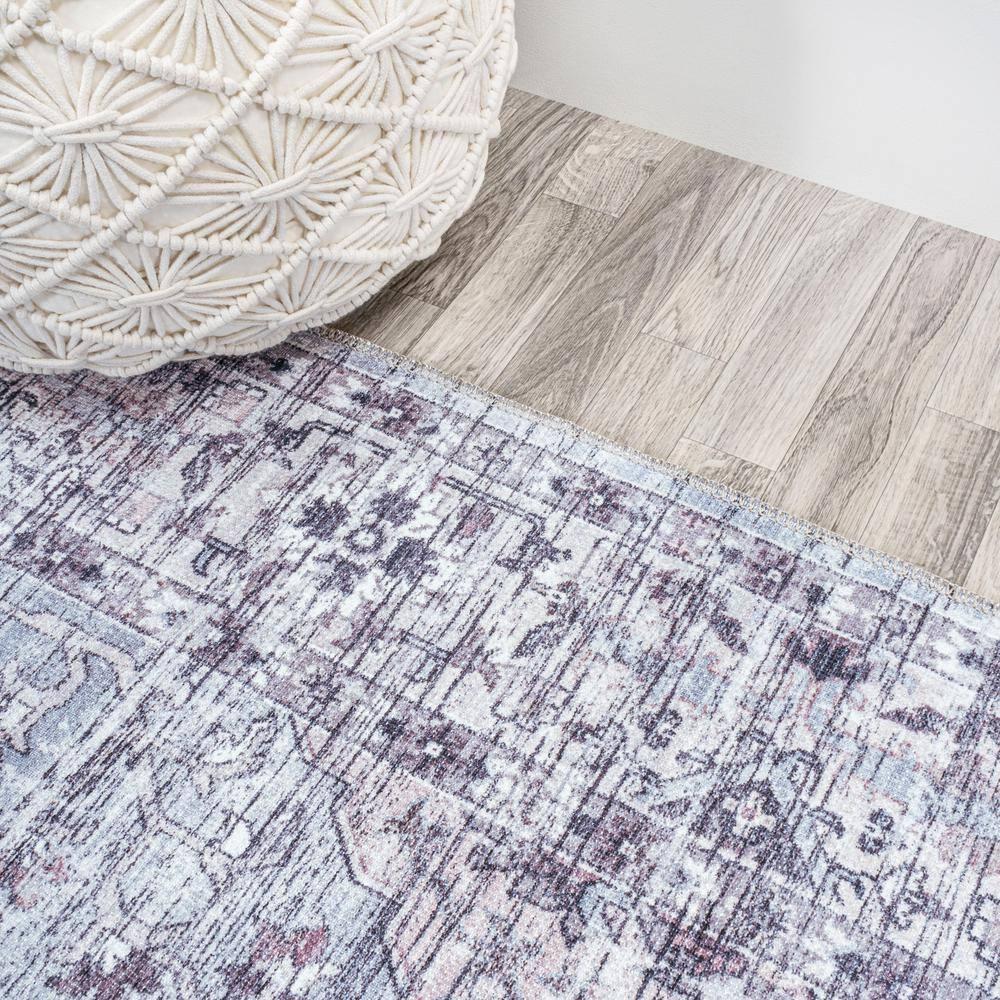 2' x 8' Didim Boho Gray Medallion Machine Washable Indoor/Outdoor Runner Rug, Gray/Purple - JONATHAN Y