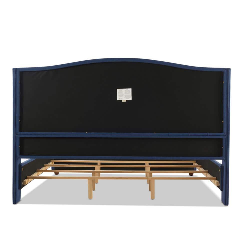 Marcella Tufted Wingback King Bed Dark Sapphire Blue
