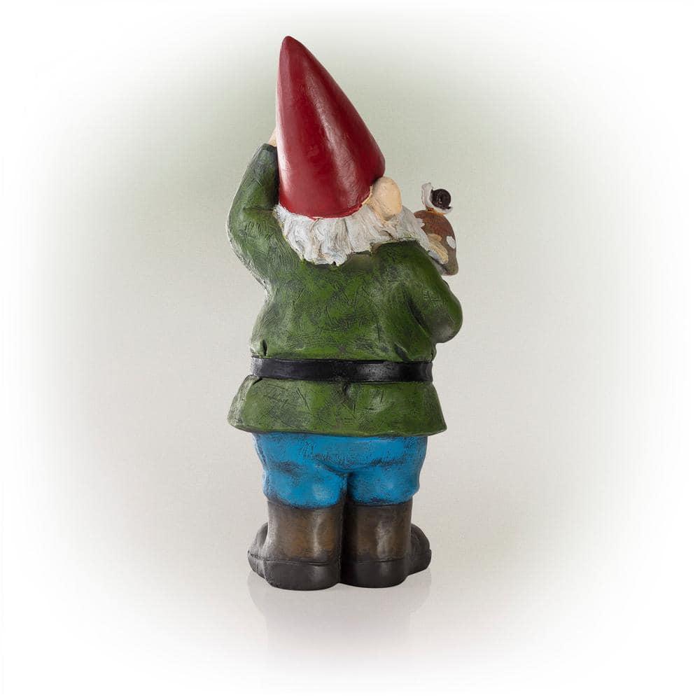 Whimsical 12" Multicolor Gnome Holding Mushroom Lawn Decoration