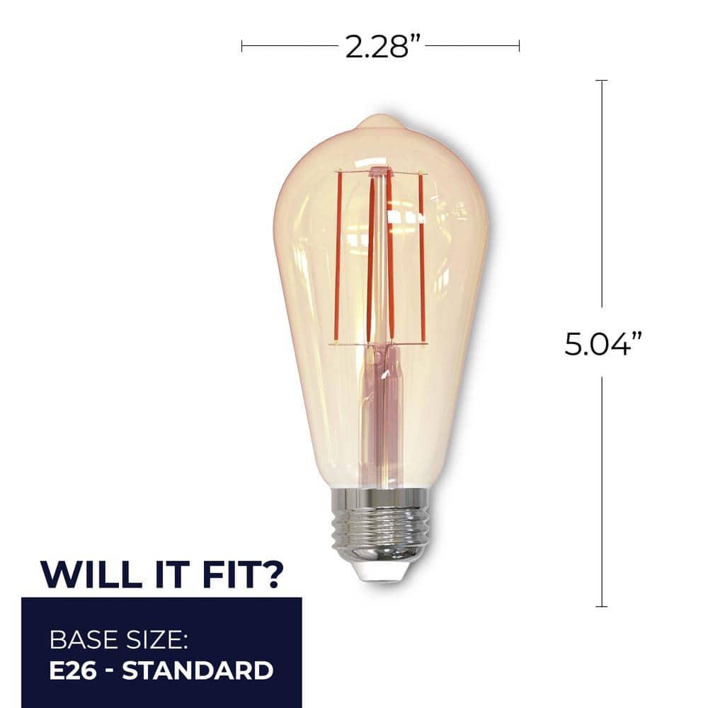 Bulbrite Industries 861410 60 Watt Equivalent, ST18 LED, Antique Dimmable Light Bulb, (2200K) E26/Medium (Standard) Base (Set of 2)